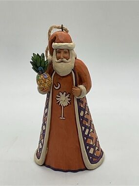 Jim Shore South Carolina Orange & Purple Santa Claus Holiday Ornament